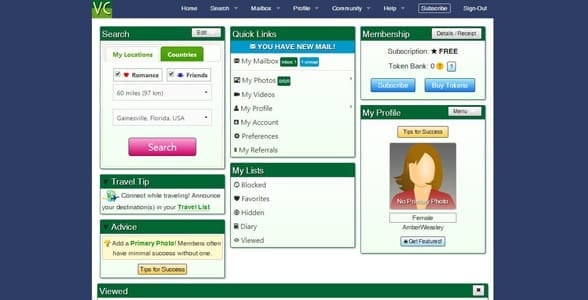 Screenshot of VeggieConnection.com's dashboard