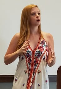 Photo of Sex and Life Coach Addison Bell speaking Photo of Sex and Life Coach Addison Bell speaking