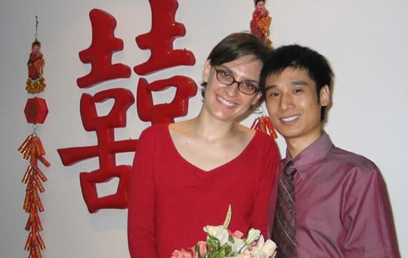 Photo of Jocelyn and John after getting married in 2004