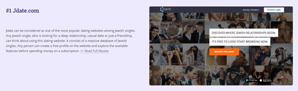 Screenshot of JewishsDatingSites.com's Jdate review