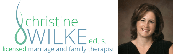 Photo of Christine Wilke and her logo Photo of Christine Wilke and her logo