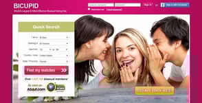 Screenshot of BiCupid.com's homepage