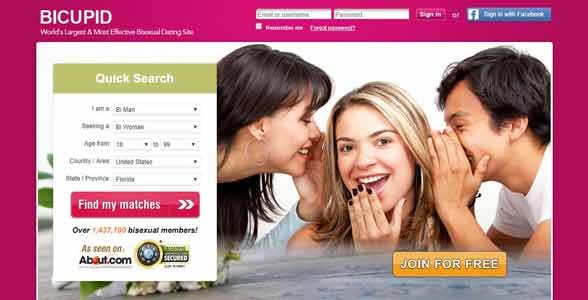 Screenshot of BiCupid.com's homepage