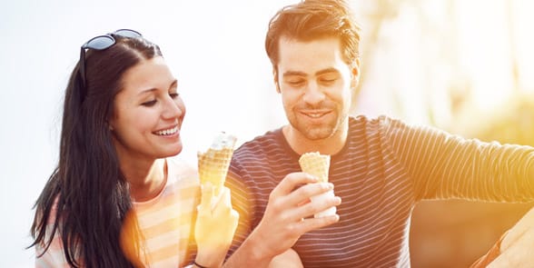 Photo of a couple eating ice cream