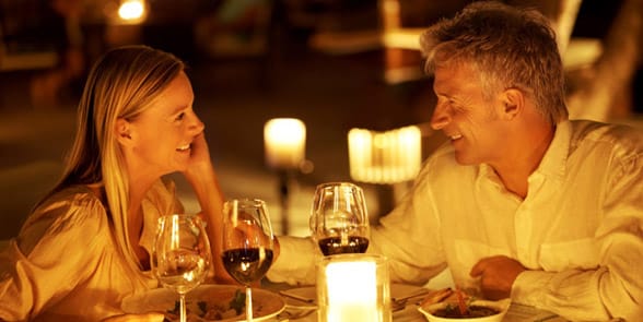 Photo of a couple having a romantic dinner