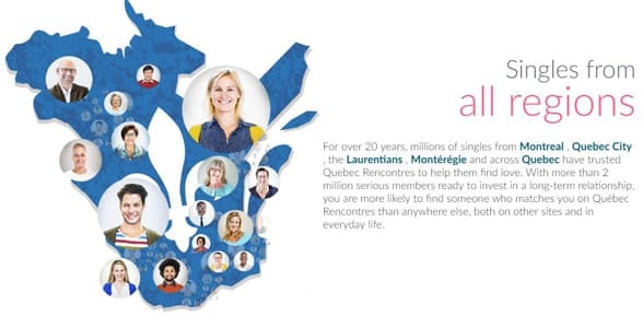 Screenshot from the Quebec Rencontres' homepage