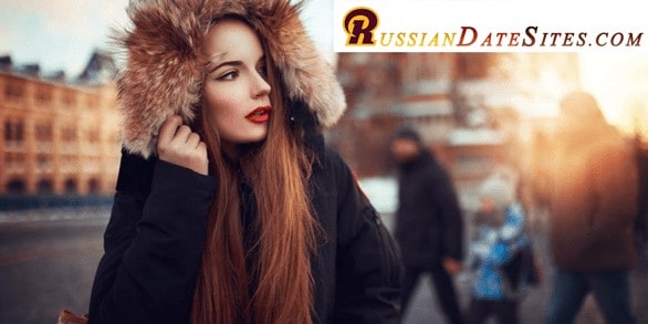 Photo of Russian woman and RussianDateSites.com logo