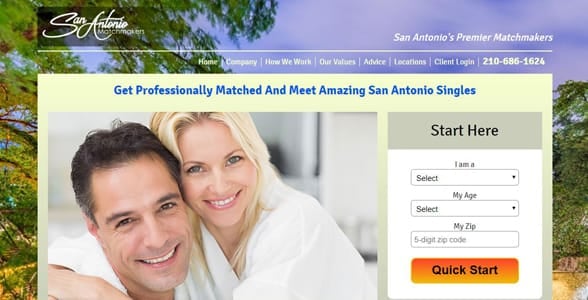 Screenshot of the San Antonio Matchmakers website Screenshot of the San Antonio Matchmakers website