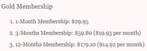 Screenshot of CasualDateSites.com's membership cost breakdown