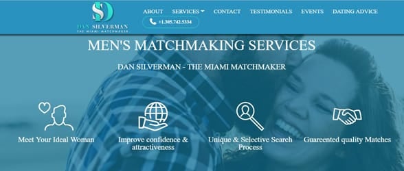 Screenshot of the Miami Matchmaker website Screenshot of the Miami Matchmaker website