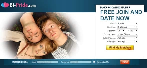 Screenshot of the Bi-Pride.com homepage