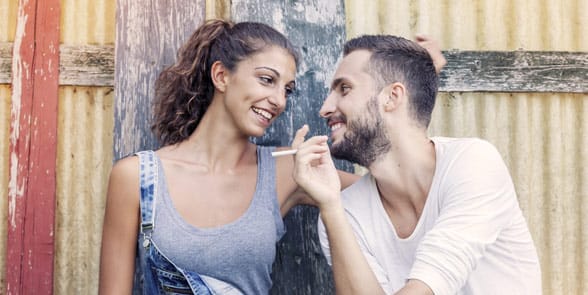 Photo of a couple flirting