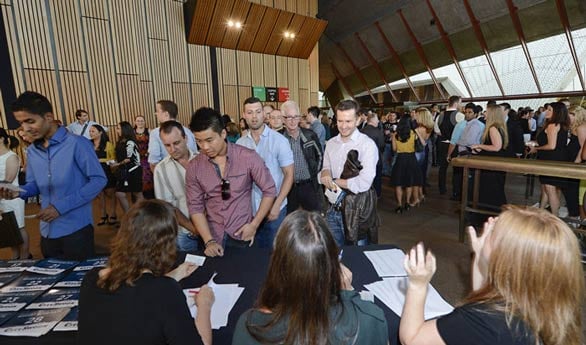 Photo of speed dating registration at CitySwoon's Sydney Opera House event