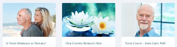 Screenshot of Healing Couples Retreats categories