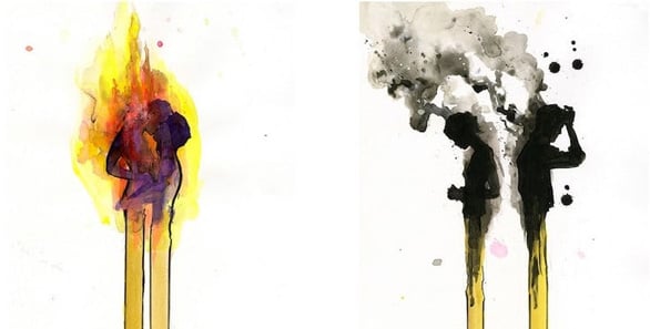 Screenshot of relationship flame dying from Lovesagame.com