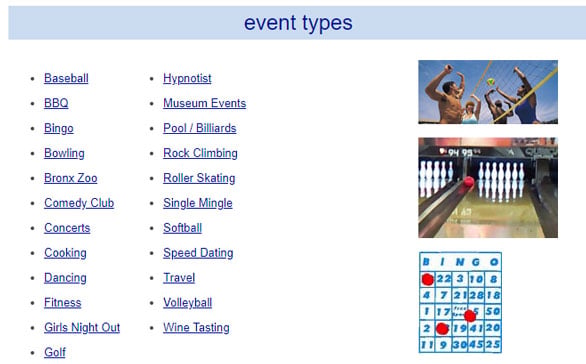 Screenshot of Weekend Dating activities