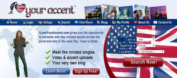Screenshot of the ILoveYourAccent.com hompage