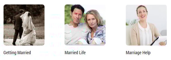 Screenshot of the Marriage.com advice section