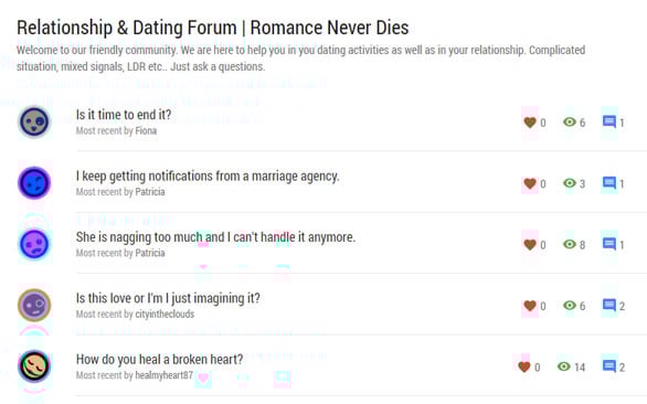 Screenshot of the LoveDignity.com forum section