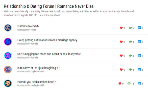 Screenshot of the LoveDignity.com forum section Screenshot of the LoveDignity.com forum section