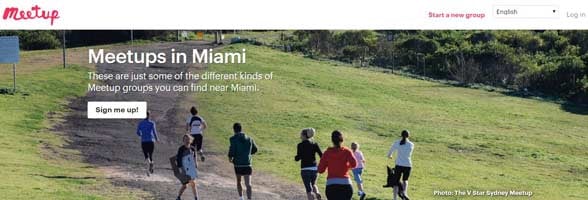 Screenshot of Meetup's website