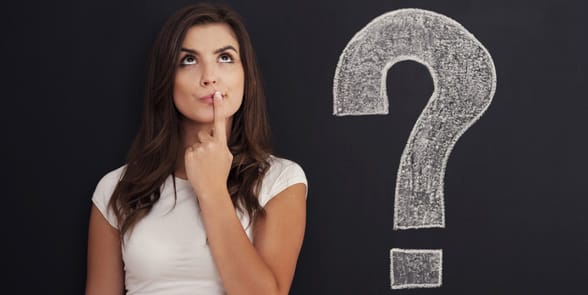 Photo of a woman thinking of a question