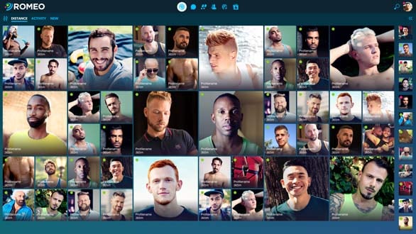 Screenshot of a collage of profile pictures on ROMEO