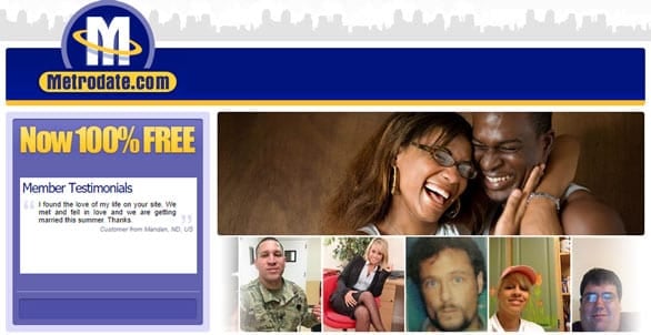 Screenshot of the Metrodate.com website