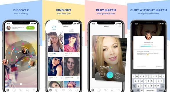 Screenshots of LOVOO's mobile app