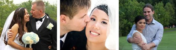 Collage of photos of Cherry Blossoms couples