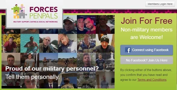 Screenshot of ForcesPenpals.net