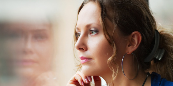 Photo of a woman thinking