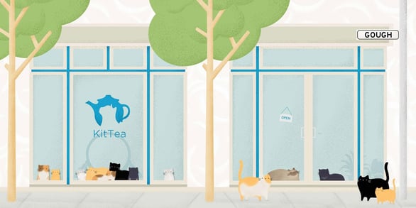 Screenshot from the KitTea Cafe home page