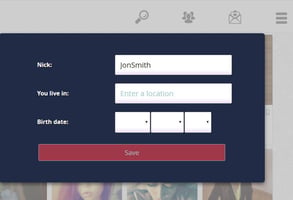 Screenshot of the signup page