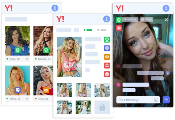 Screenshots of ways to connect on YesDates