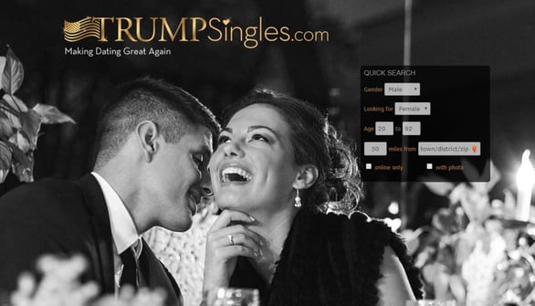 Screenshot of TrumpSingles.com homepage
