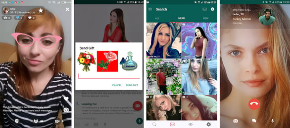 Screenshots of the ErisDating app Screenshots of the ErisDating app