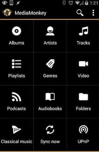 Screenshot from the MediaMonkey app