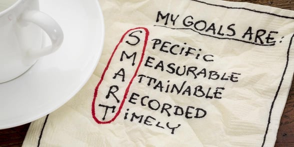 Photo of goals written on a napkin