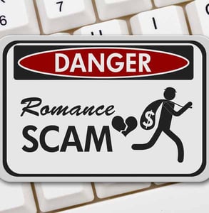 Photo of a romance scam danger sign