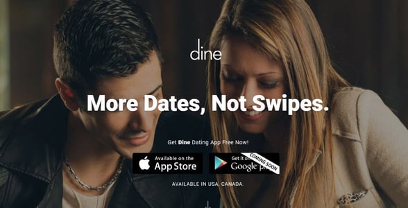 Screenshot of Dine's website