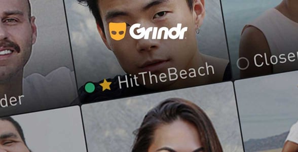 Screenshot of Grindr's homepage