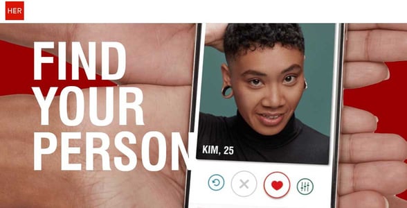 Screenshot of HER's homepage