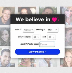Screenshot of Match.com's signup process