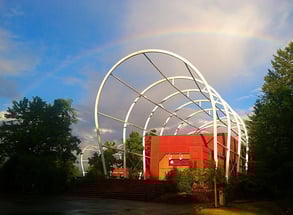 Photo of a rainbow over the end of the Oregon Trail