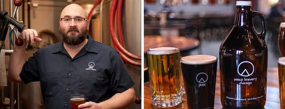 Photo collage of the Piece brewer and beer selection
