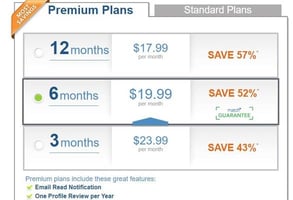Screenshot of Match's subscription plans