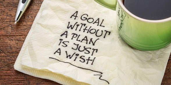 Photo of goals written on a napkin