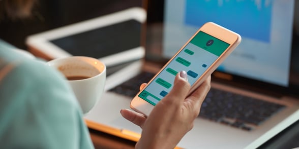 Photo of a woman texting Photo of a woman texting