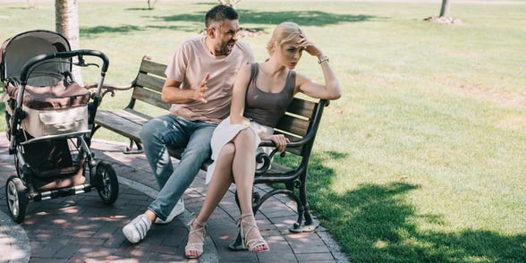 Photo of a man yelling at a woman Photo of a man yelling at a woman